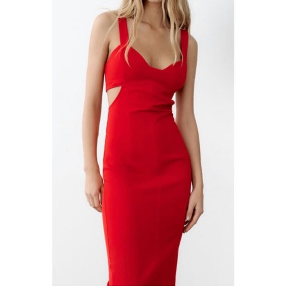 NWOT Zara Women’s Red Strap Cutout Dress Sz M